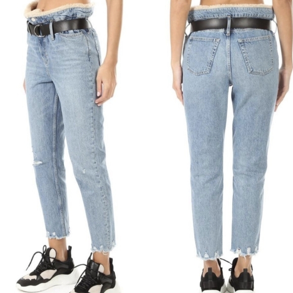 IRO Paris Shearling Paperbag Jeans Justice Belted Distressed 27 - Picture 1 of 7